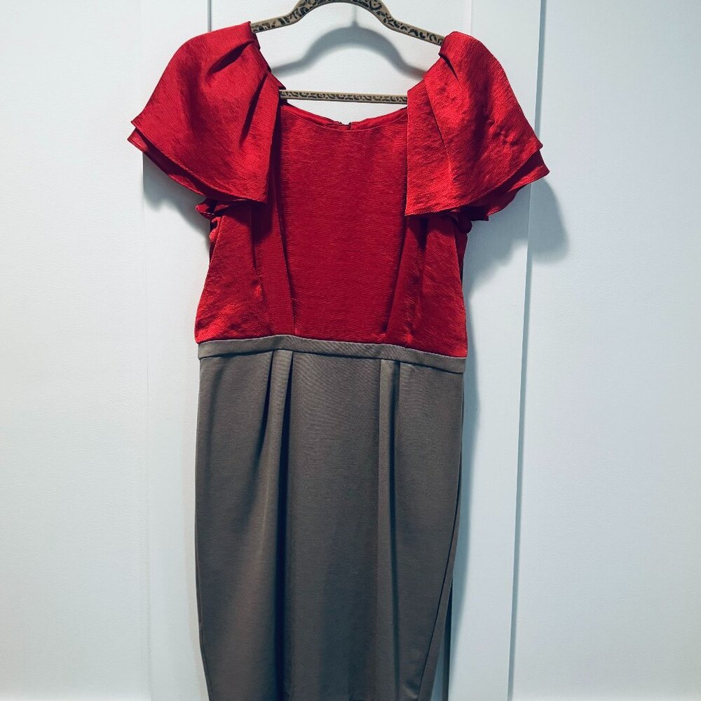 BCBG Fluttery Arm Dress, Fuscia and Taupe